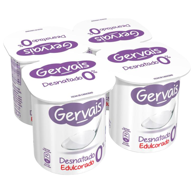 GERVAIS DESNATADO 0% NATURAL EDULCORADO  P/4 UDS