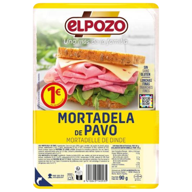 MORTADELA C/14556 PAVO LONCHA POZO (1€) B/90GR