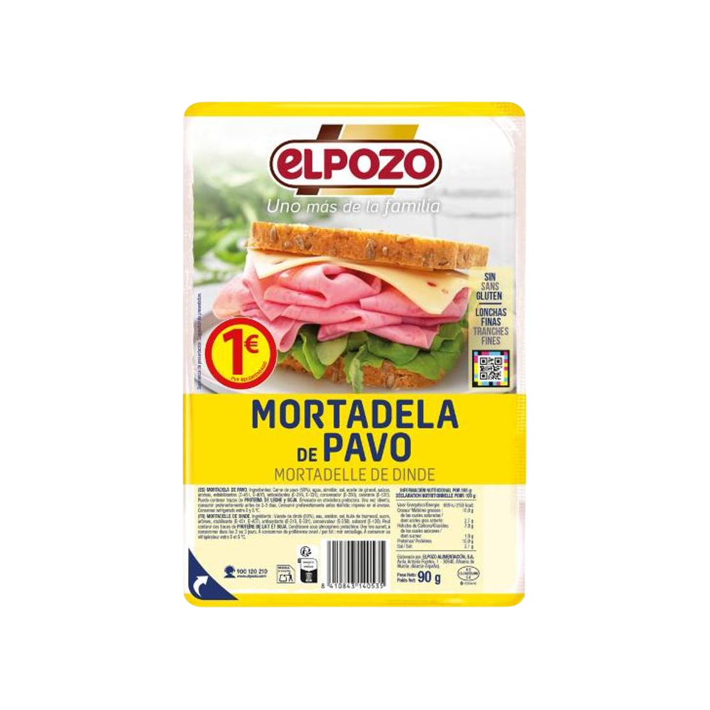 MORTADELA C/14556 PAVO LONCHA POZO (1€) B/90GR