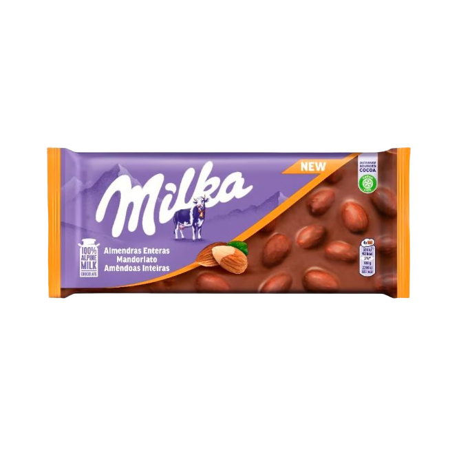 CHOCOLATE MILKA ALMENDRAS ENTERAS T/100 GR.