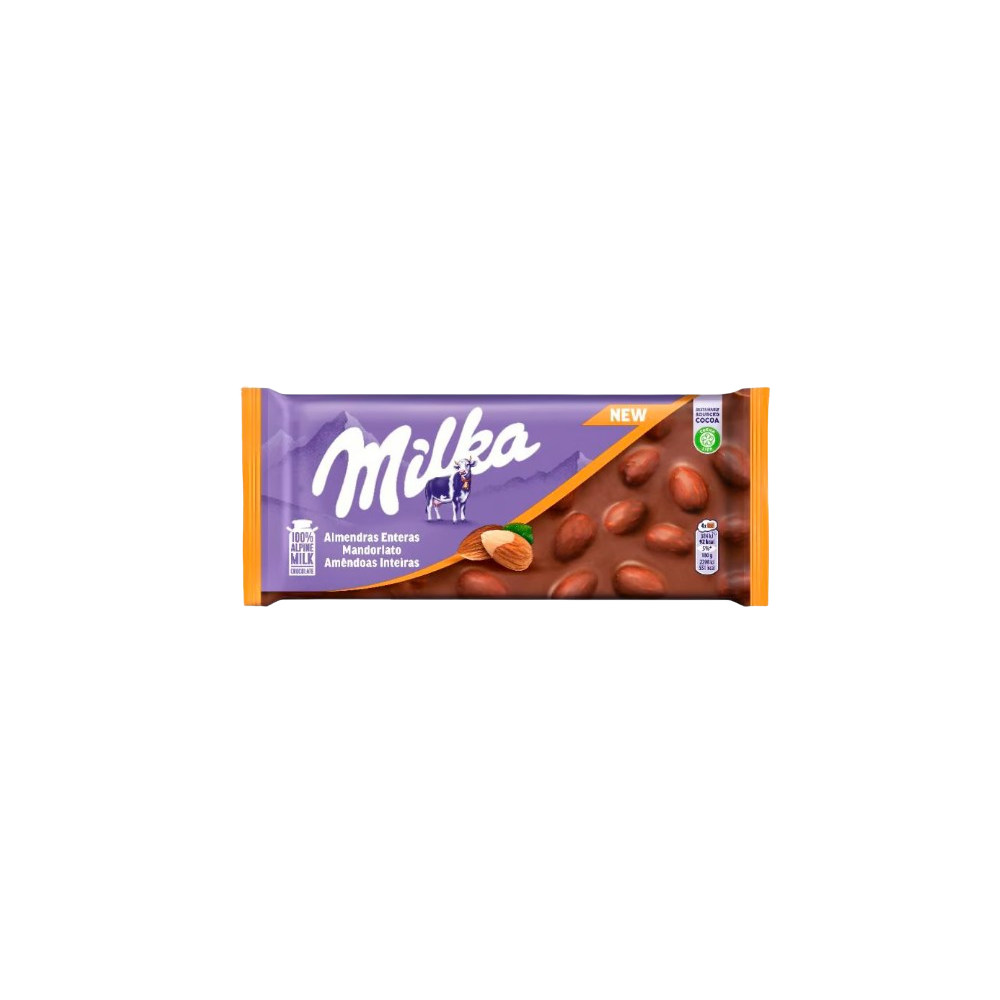 CHOCOLATE MILKA ALMENDRAS ENTERAS T/100 GR.