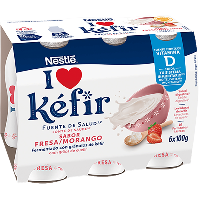 NESTLE YOGUR LIQUIDO KEFIR FRESA P/6UD