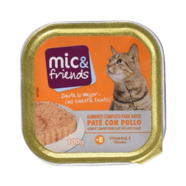 COMIDA GATO MIC&FRIENDS POLLO L/100G