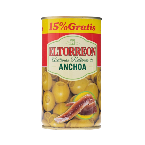 ACEITUNA EL TORREON RELLENA ANCHOA L/350GR+15%GRAT