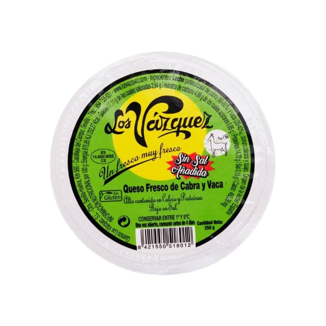 QUESO FRESCO LOS VAZQUEZ MEZCLA S/SAL T/250GR