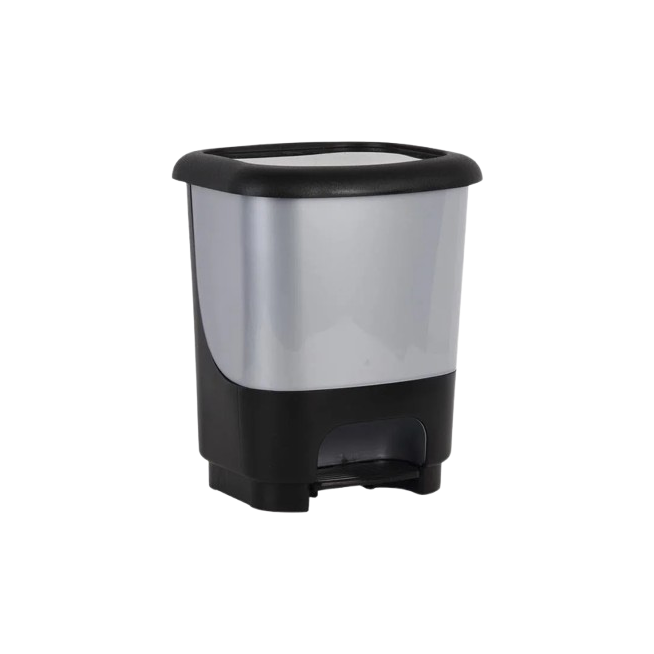 CUBO BASURA C/PEDAL 10 LITROS NEGRO/GRIS