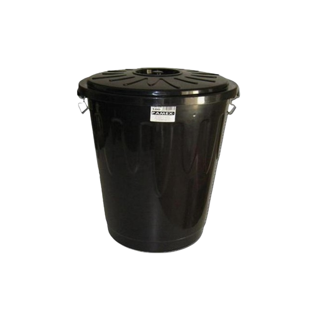 CUBO BIN NEGRO 100L CON TAPA PAMEX UD