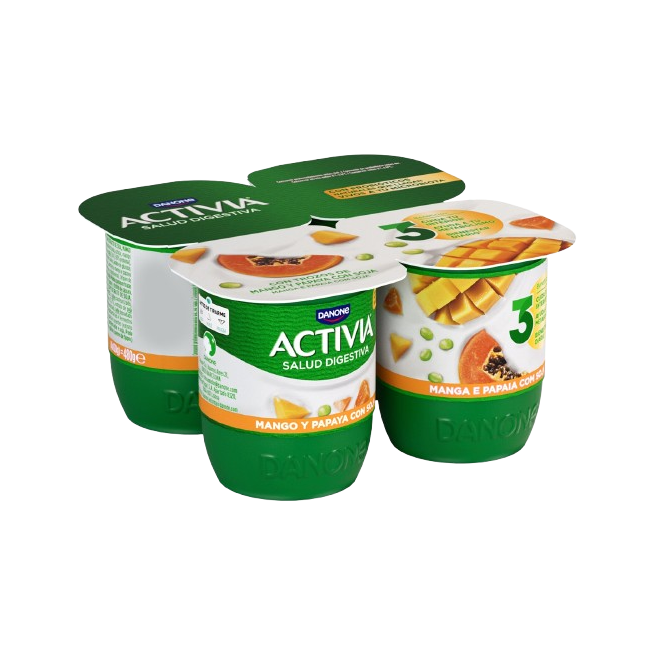 DANONE ACTIVIA MANGO Y PAPAYA CON SOJA P/4UD