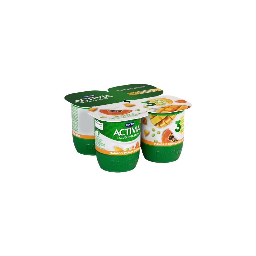 DANONE ACTIVIA MANGO Y PAPAYA CON SOJA P/4UD