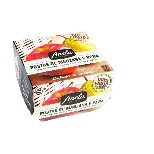 POSTRE ANELA MANZANA-PERA 100% PACK-2 UD