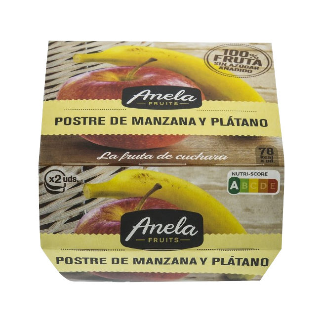 POSTRE ANELA MANZANA-PLATANO 100% PACK-2 UD