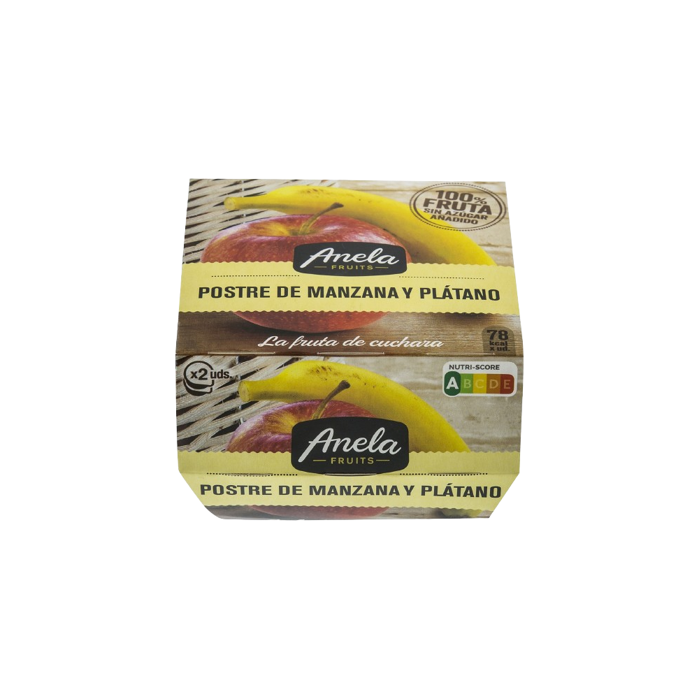 POSTRE ANELA MANZANA-PLATANO 100% PACK-2 UD