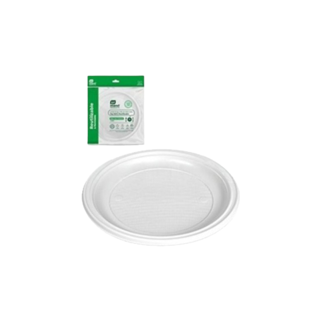 PLATO LLANO  REUTILIZABLE BLANCO 25CM 1483R P/5UD