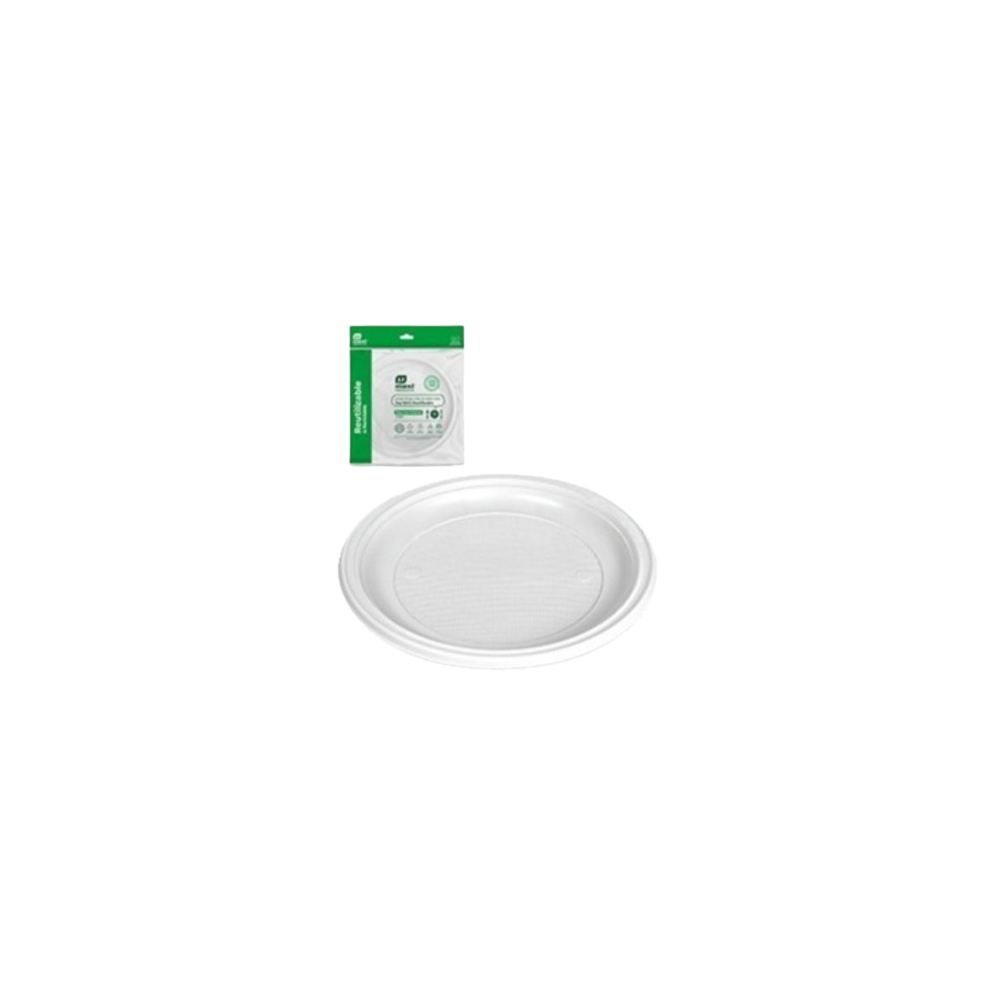 PLATO LLANO  REUTILIZABLE BLANCO 25CM 1483R P/5UD