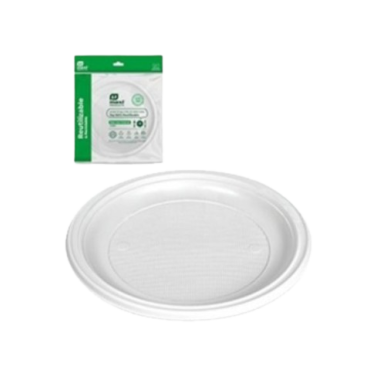 PLATO LLANO  REUTILIZABLE BLANCO 25CM 1483R P/5UD