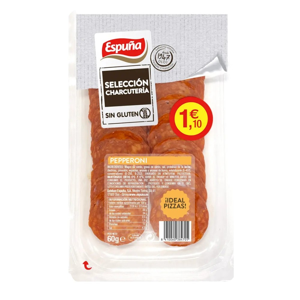 PEPPERONI ESPUÑA C/38470 LONCHA BANDEJA 60 GR