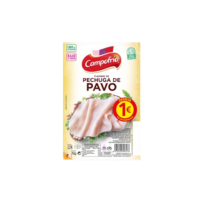 PECHUGA PAVO CAMP LONCH EXTR C/42012 (1€) B/70 GR