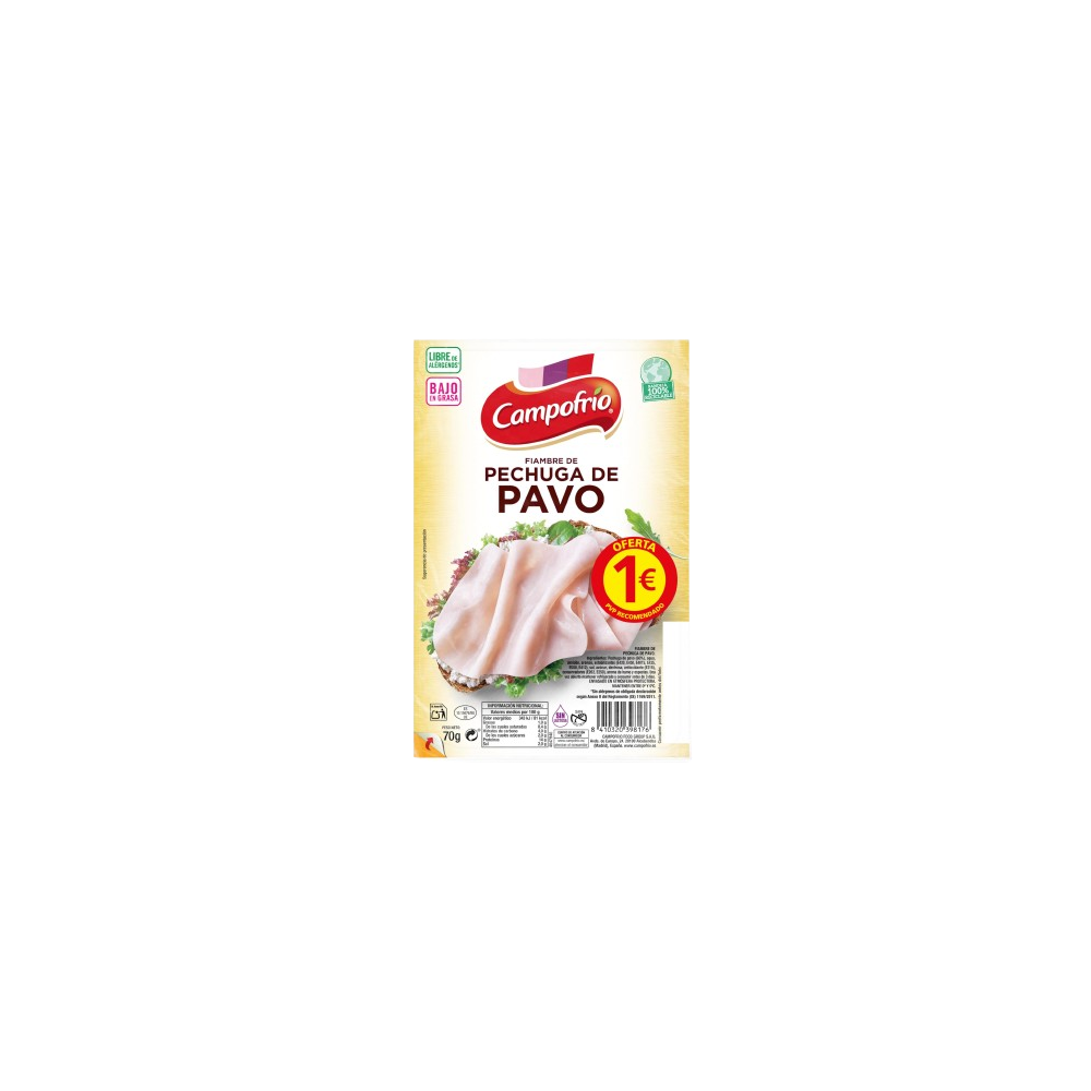 PECHUGA PAVO CAMP LONCH EXTR C/42012 (1€) B/70 GR