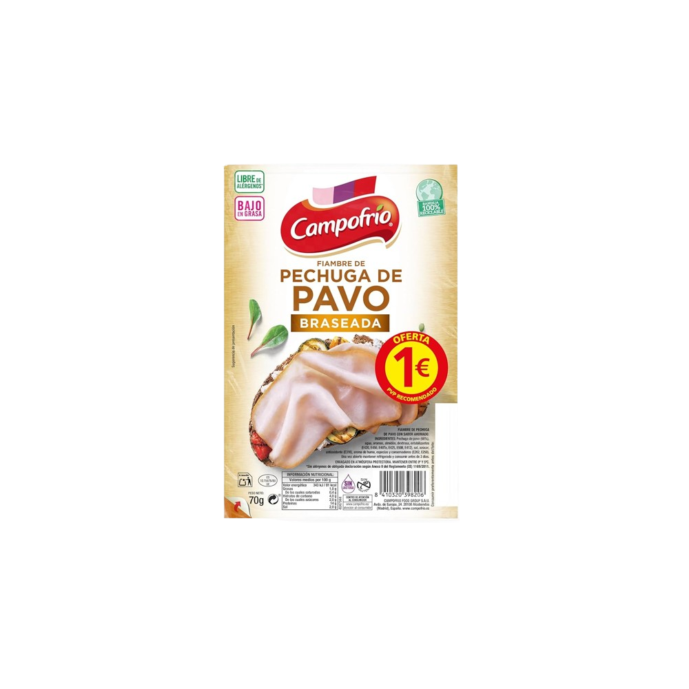 PECHUGA PAVO CAMP LONCH BRASEAD C/42013 (1€) B/70G