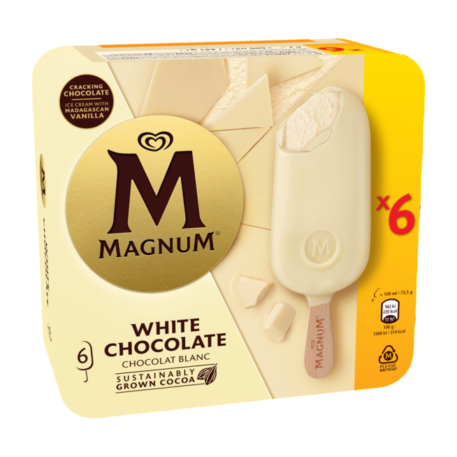 HELADO FRIGO MAGNUM CHOCO BLANCO 110GR P/6U