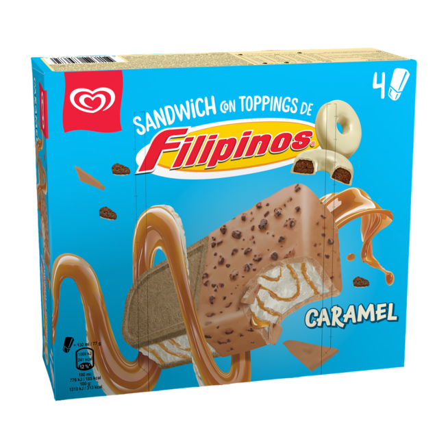 HELADO FRIGO SANDWICH FILIPINOS CARAMELO P/4X130ML
