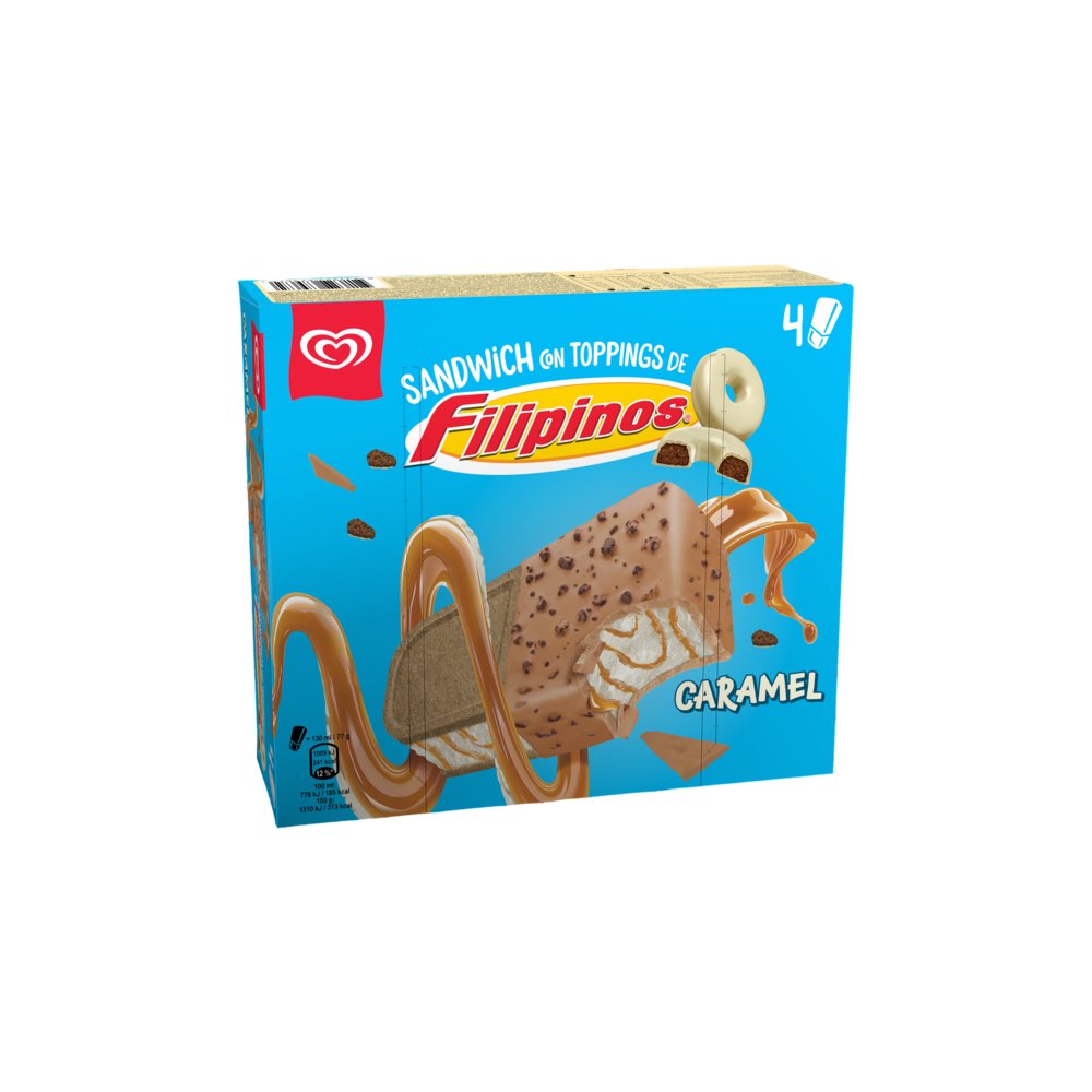 HELADO FRIGO SANDWICH FILIPINOS CARAMELO P/4X130ML