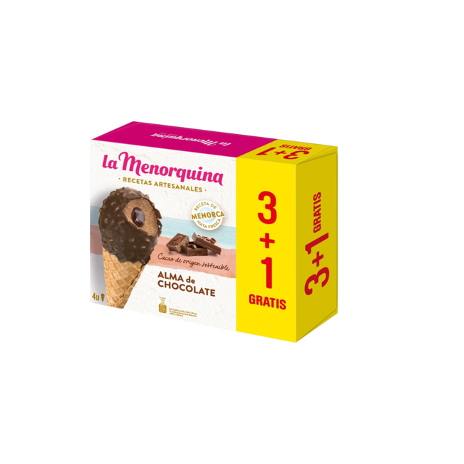 HELADO MENORQUINA CONO ALMA CHOCOLATE P/4 UD