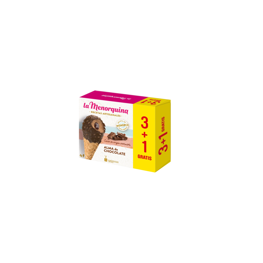 HELADO MENORQUINA CONO ALMA CHOCOLATE P/4 UD