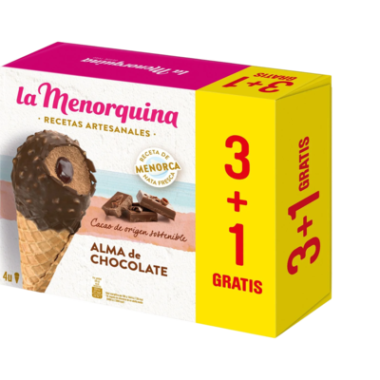 HELADO MENORQUINA CONO ALMA CHOCOLATE P/4 UD