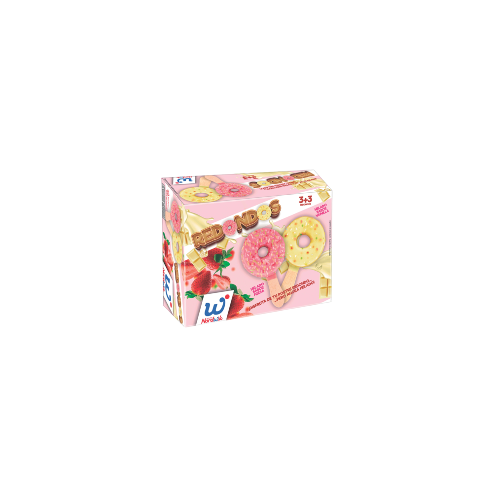 HELADO NORDWIK DONUTS STICKS FRESA+BLANCO P/3+3