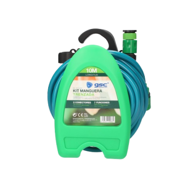 KIT MANGUERA TRENZADA PVC 10M. 1/2" PARA COLGAR