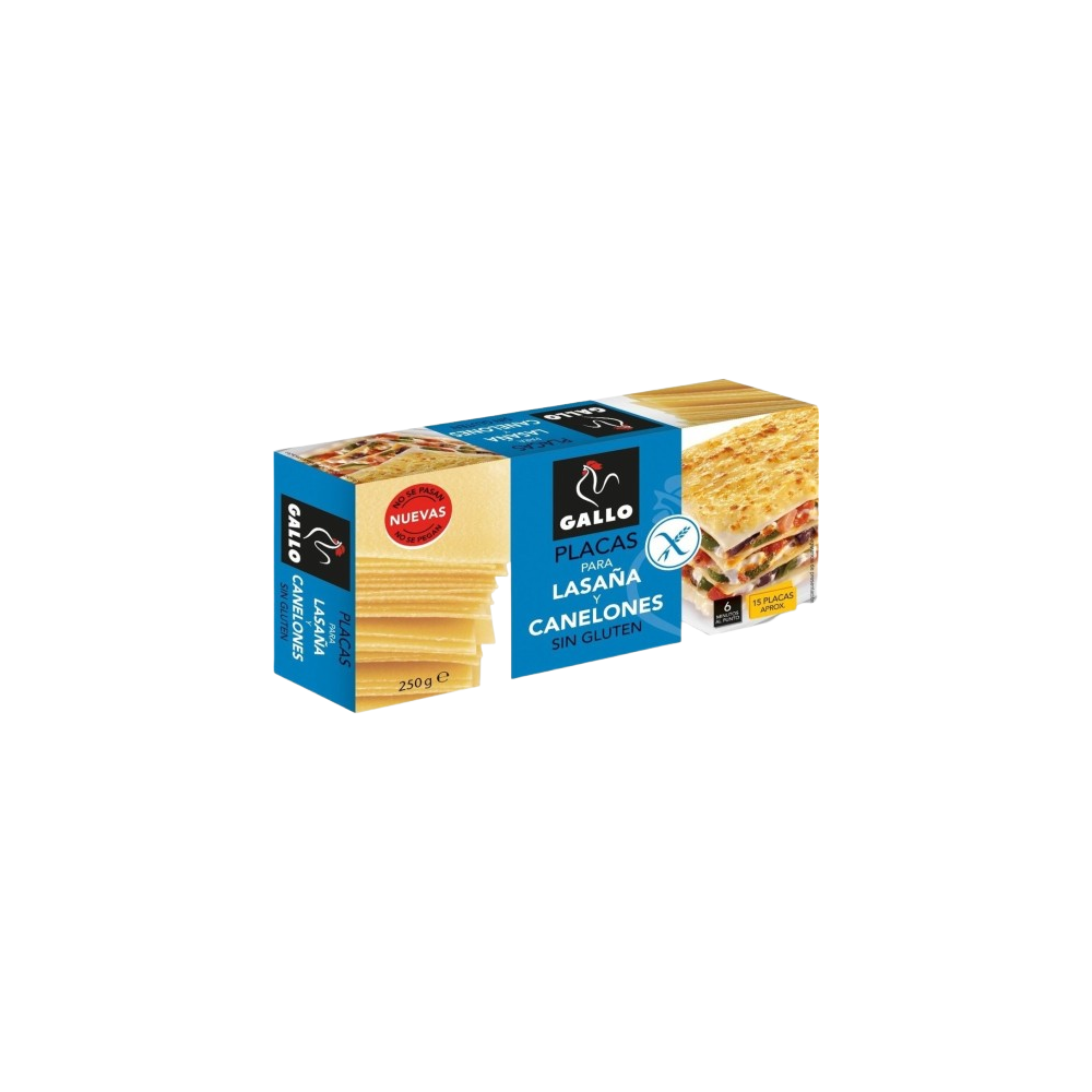LASAÑA CANELONES GALLO PLACAS S/GLUTEN P/250 GR