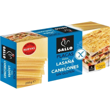 LASAÑA CANELONES GALLO PLACAS S/GLUTEN P/250 GR