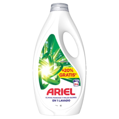 DETERGENTE ARIEL LIQUIDO 29+6 LAVADOS 1575 ML.