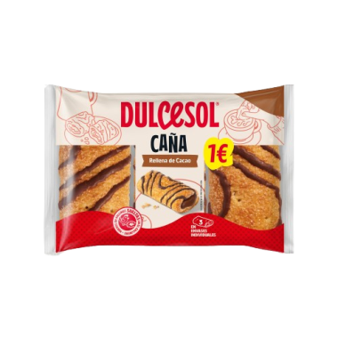 DULCESOL CAÑAS RELLENA CACAO B/141 GR 3UD 1€