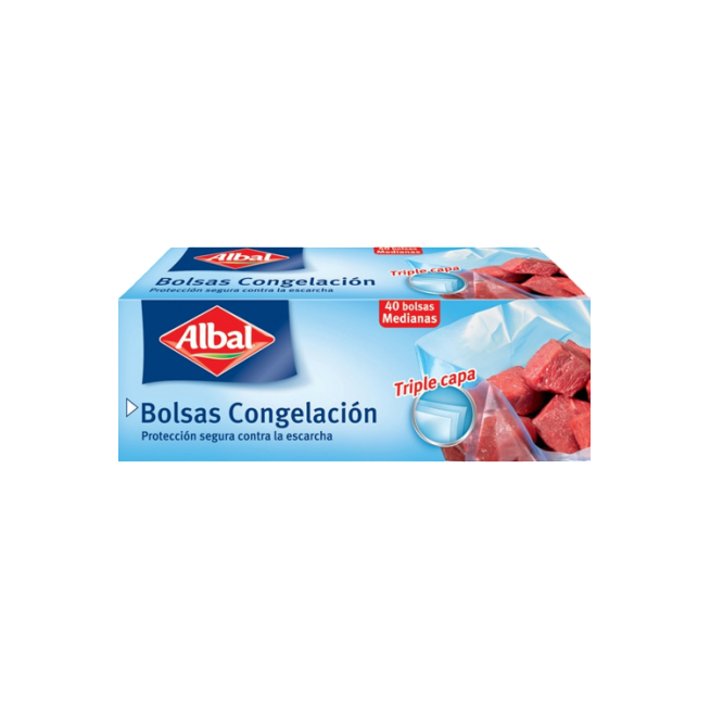 BOLSA CONGELACION ALBAL 3 CAPAS MEDIANA P/40 UD