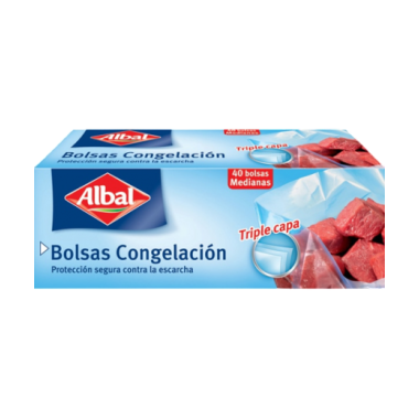 BOLSA CONGELACION ALBAL 3 CAPAS MEDIANA P/40 UD