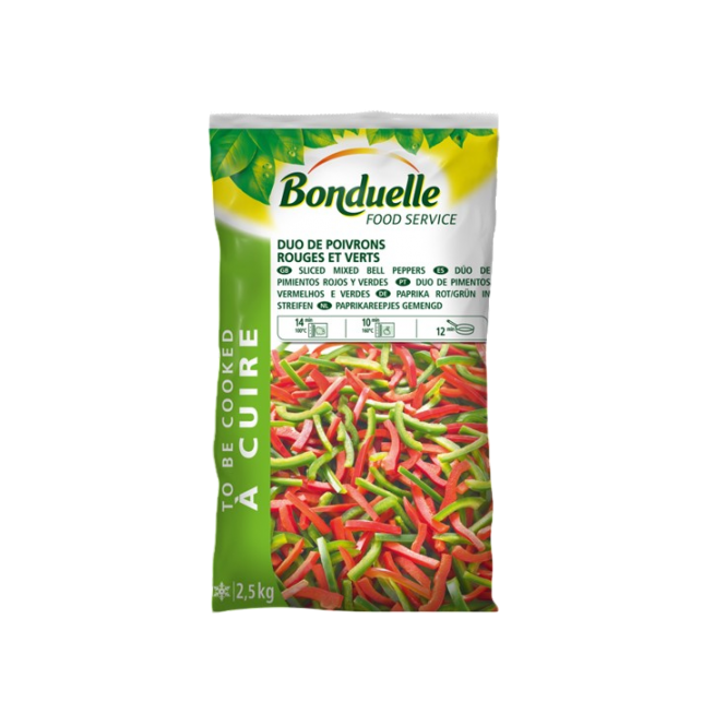 BONDUELLE PIMIENTO TIRAS ROJO-VERDE CONG. B/2,5 KG