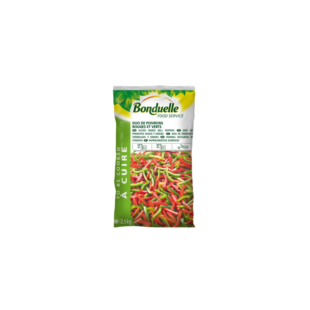 BONDUELLE PIMIENTO TIRAS ROJO-VERDE CONG. B/2,5 KG