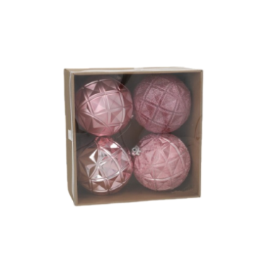 ADORNO NAVIDEÑO GERIMPORT BOLAS ROSAS P/4U