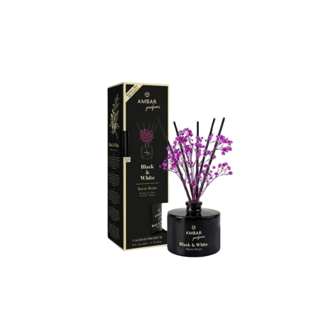 AMBIENTADOR AMBAR MIKADO B&W BAYAS ROJAS B/40ML