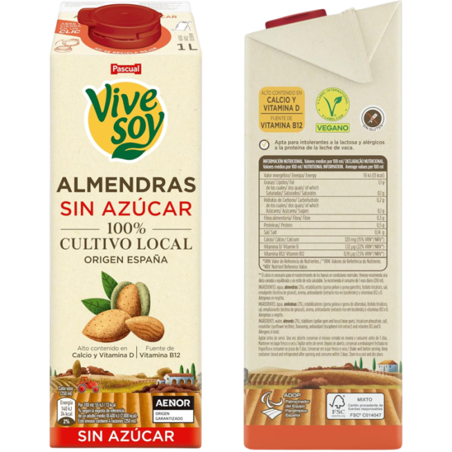 VIVESOY BEBIDA DE ALMENDRAL S/A BRICK-1 L