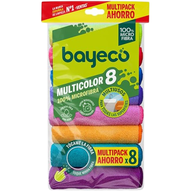 BAYETA MICROFIBRAS MULTICOLOR BAYECO AHORRO P/8 UD
