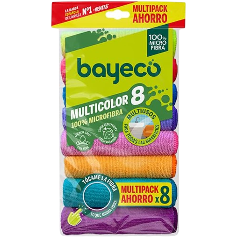 BAYETA MICROFIBRAS MULTICOLOR BAYECO AHORRO P/8 UD