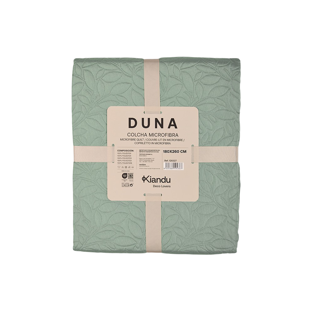 COLCHA BOUTI DUNA 180X260 VERDE MAR UNIDAD