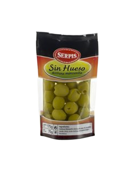 ACEITUNA SERPIS VERDE DESHUESADA BOLSA 75 GR