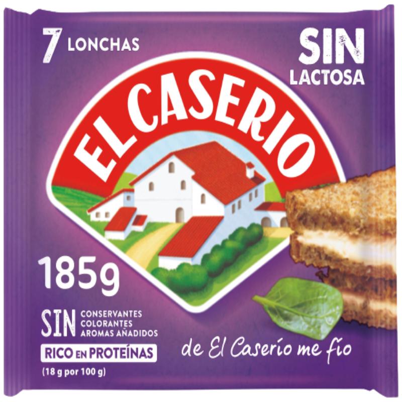 QUESO LONCHA EL CASERIO SIN LACTOSA P/7 UD. 185 GR