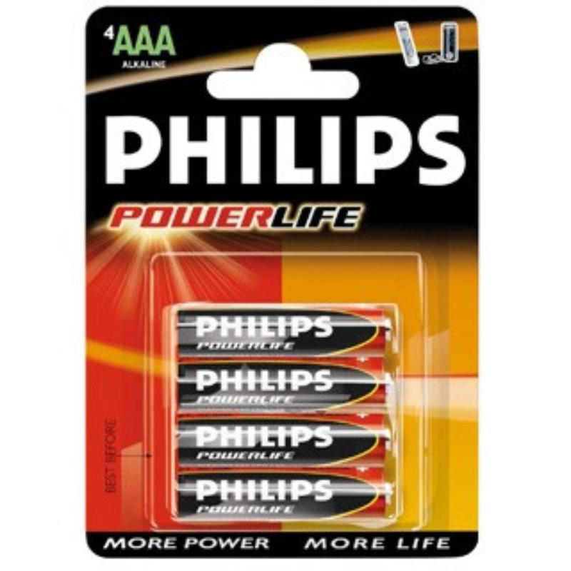 PILAS PHILIPS ALK. POWER LIFE LR03 (AAA) B/4 UD