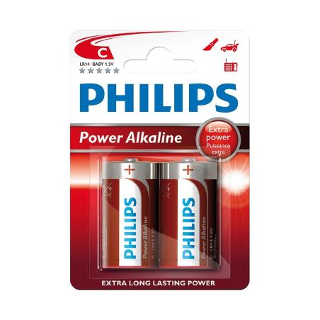 PILAS PHILIPS ALK. POWER LIFE LR14 1.5V B/2 UD