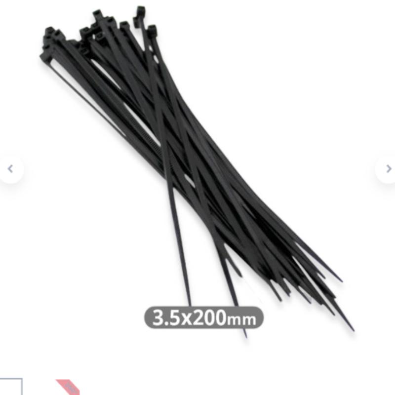 BRIDAS NYLON 200X3.6MM NEGRO BOLSA 100 UD.